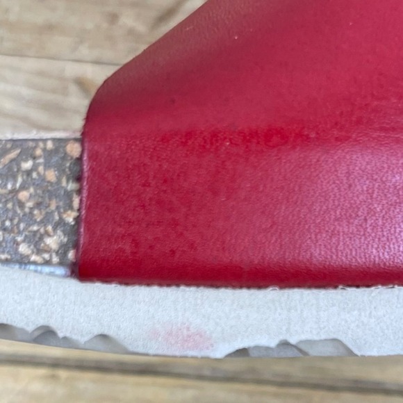 Yokono - Cross Band Leather Wedge Sandals - Red - Made in Spain - Women's 7.5 - Picture 15 of 16